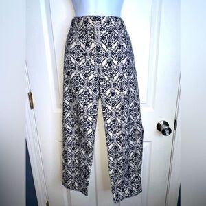 LOFT Petites 10 Marisa Cotton Capri Riveria Dress Pant Black Geo Print Tan 10P